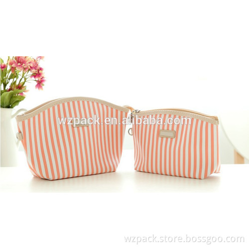 OEM Pink Striped Mini Coin Purse Cosmetic / Makeup Bag Case